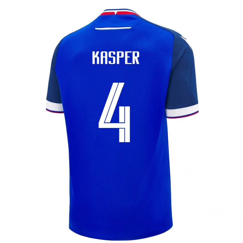 Danxen Barn Slovakien Adam Kasper #4 Blå Vit Hemmatröja Matchtröjor 26-28 Tröjor T-Tröja
