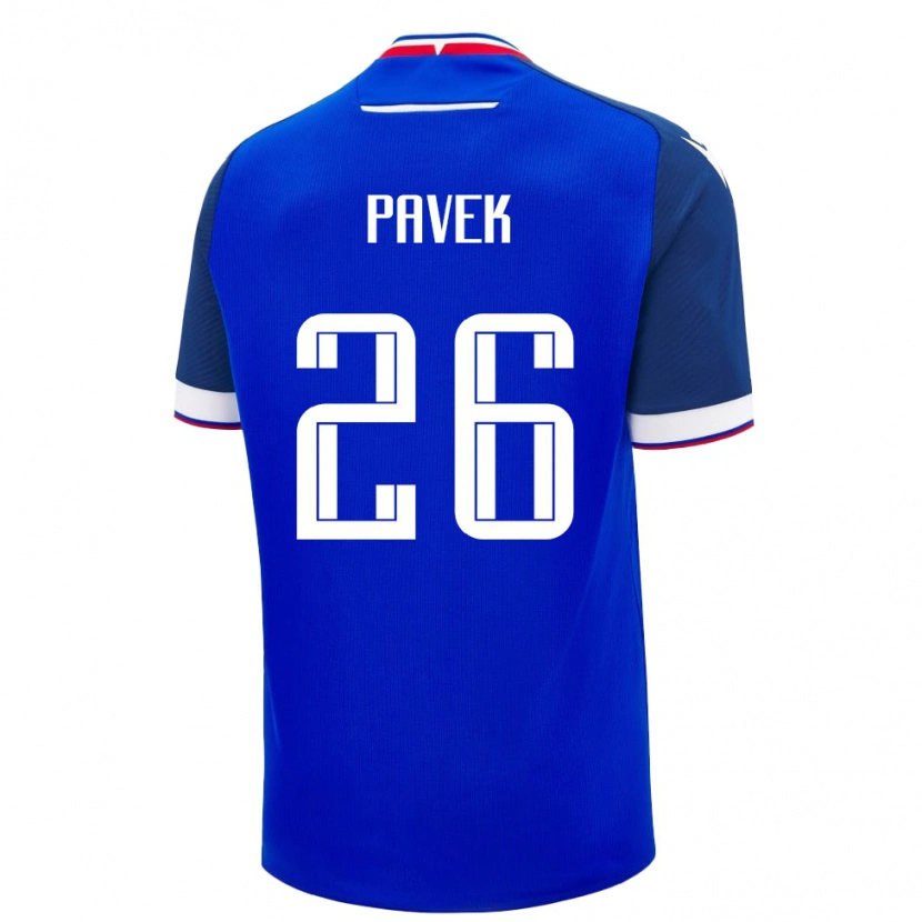 Danxen Barn Slovakien Hugo Pavek #26 Blå Vit Hemmatröja Matchtröjor 26-28 Tröjor T-Tröja
