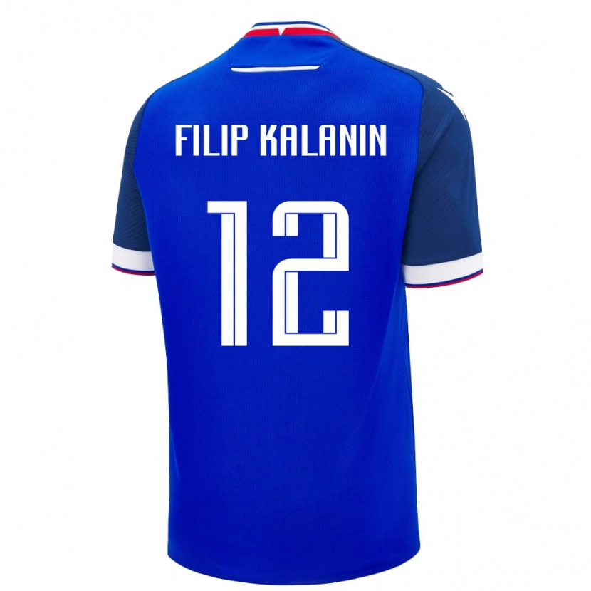Danxen Barn Slovakien Filip Kalanin #12 Blå Vit Hemmatröja Matchtröjor 26-28 Tröjor T-Tröja