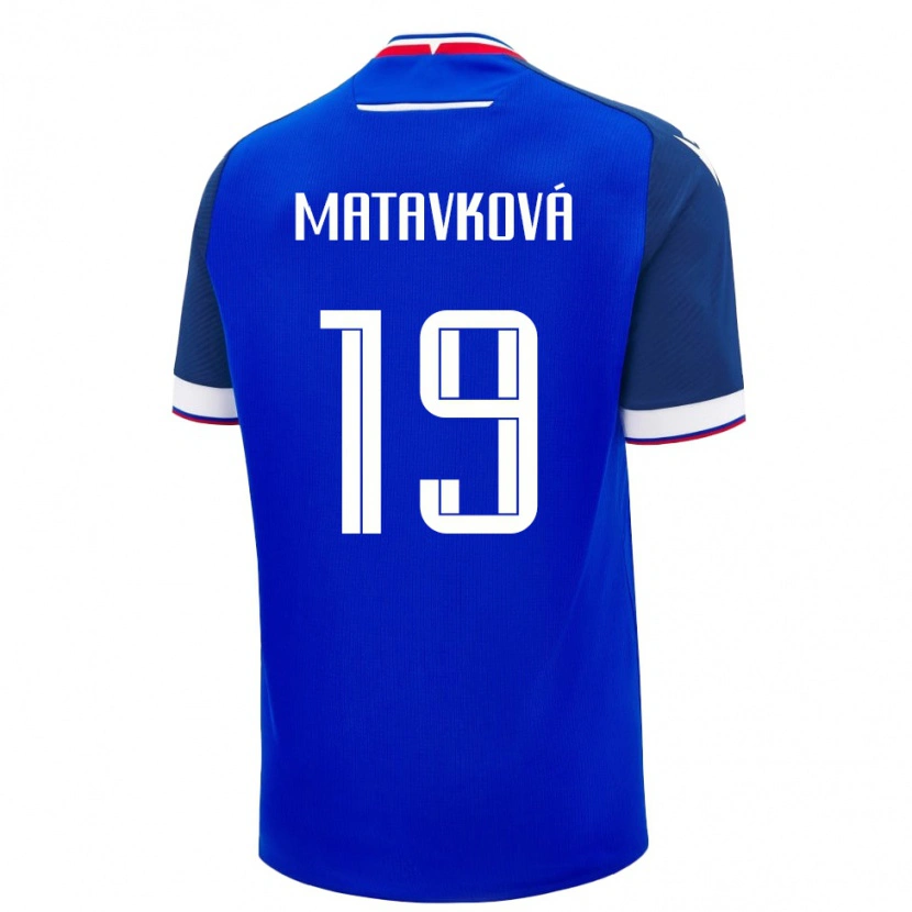 Danxen Barn Slovakien Ľudmila Maťavková #19 Blå Vit Hemmatröja Matchtröjor 26-28 Tröjor T-Tröja