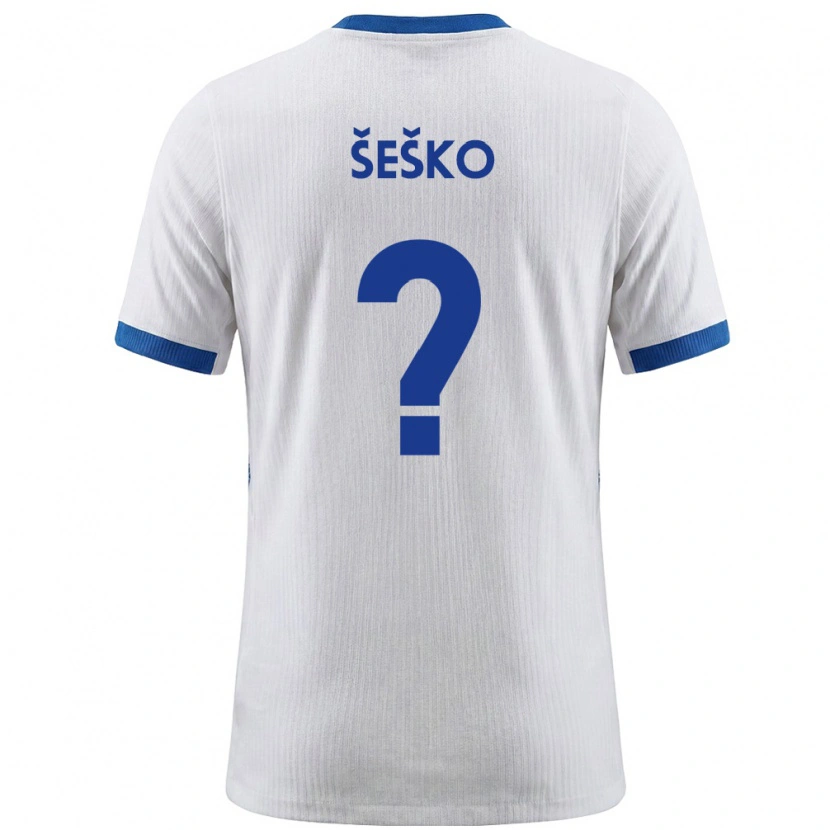 Danxen Barn Slovenien Benjamin Sesko #0 Vit Blå Hemmatröja Matchtröjor 26-28 Tröjor T-Tröja