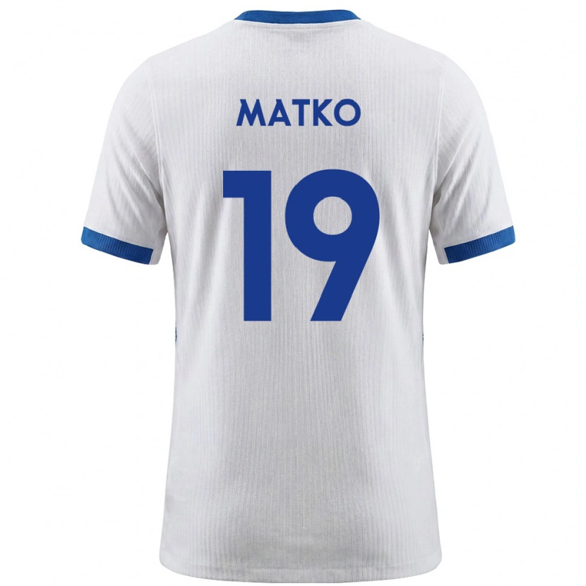 Danxen Barn Slovenien Aljosa Matko #19 Vit Blå Hemmatröja Matchtröjor 26-28 Tröjor T-Tröja