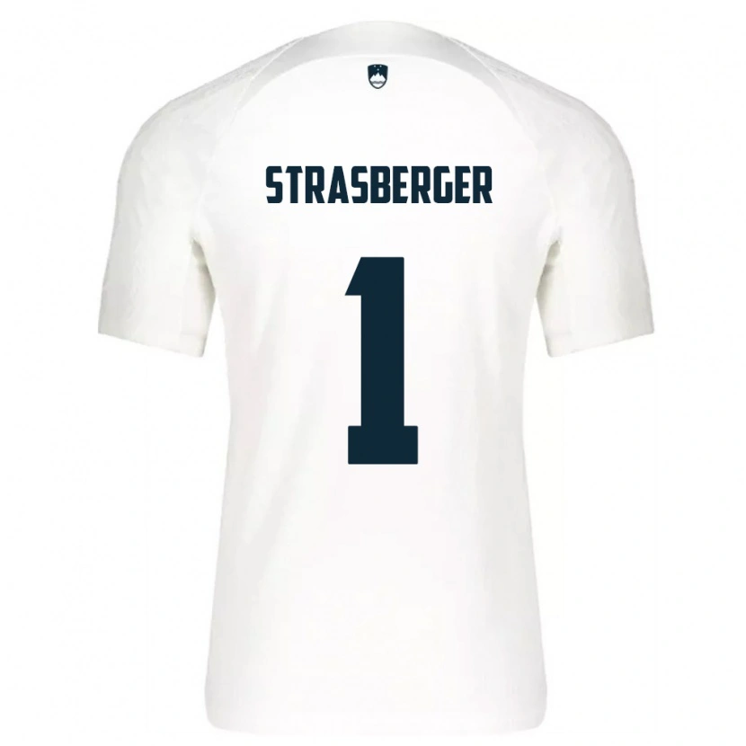 Danxen Barn Slovenien Tim Strasberger #1 Vit Blå Hemmatröja Matchtröjor 26-28 Tröjor T-Tröja