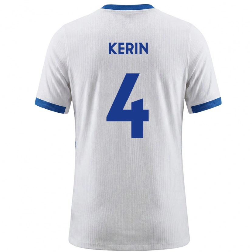 Danxen Barn Slovenien Mark Kerin #4 Vit Blå Hemmatröja Matchtröjor 26-28 Tröjor T-Tröja