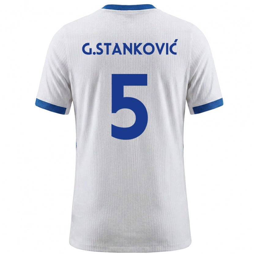 Danxen Barn Slovenien Jon Gorenc Stankovic #5 Vit Blå Hemmatröja Matchtröjor 26-28 Tröjor T-Tröja