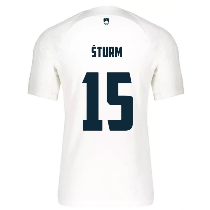 Danxen Barn Slovenien Danijel Sturm #15 Vit Blå Hemmatröja Matchtröjor 26-28 Tröjor T-Tröja
