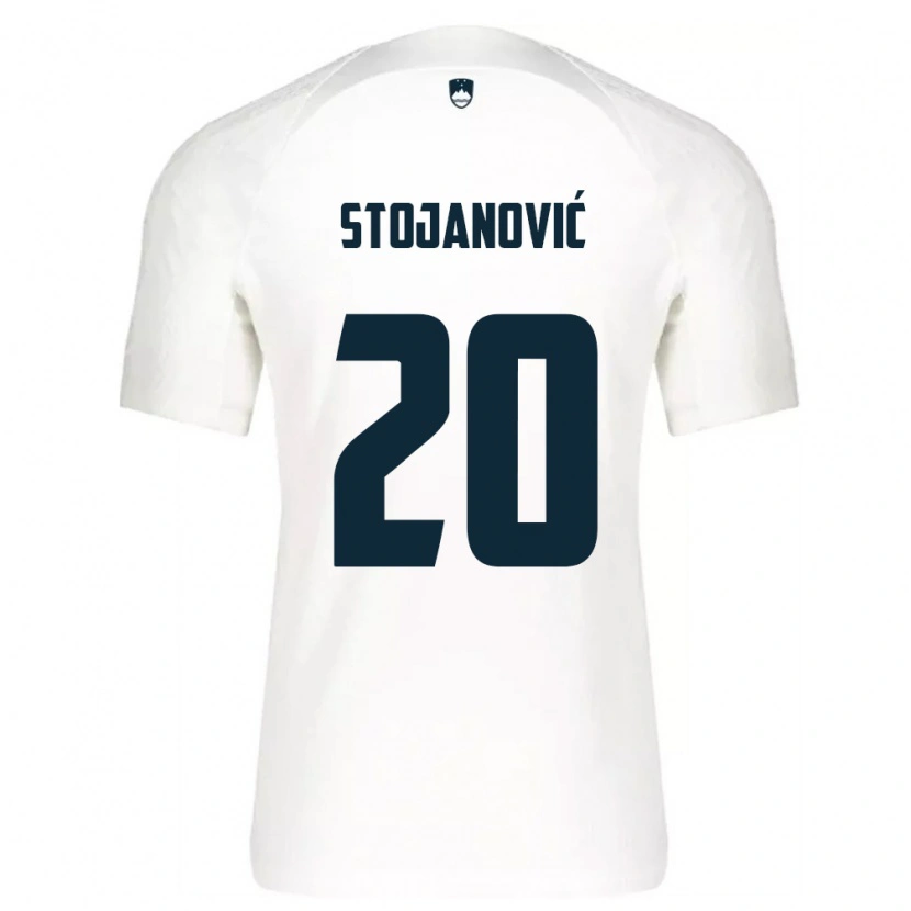 Danxen Barn Slovenien Petar Stojanović #20 Vit Blå Hemmatröja Matchtröjor 26-28 Tröjor T-Tröja