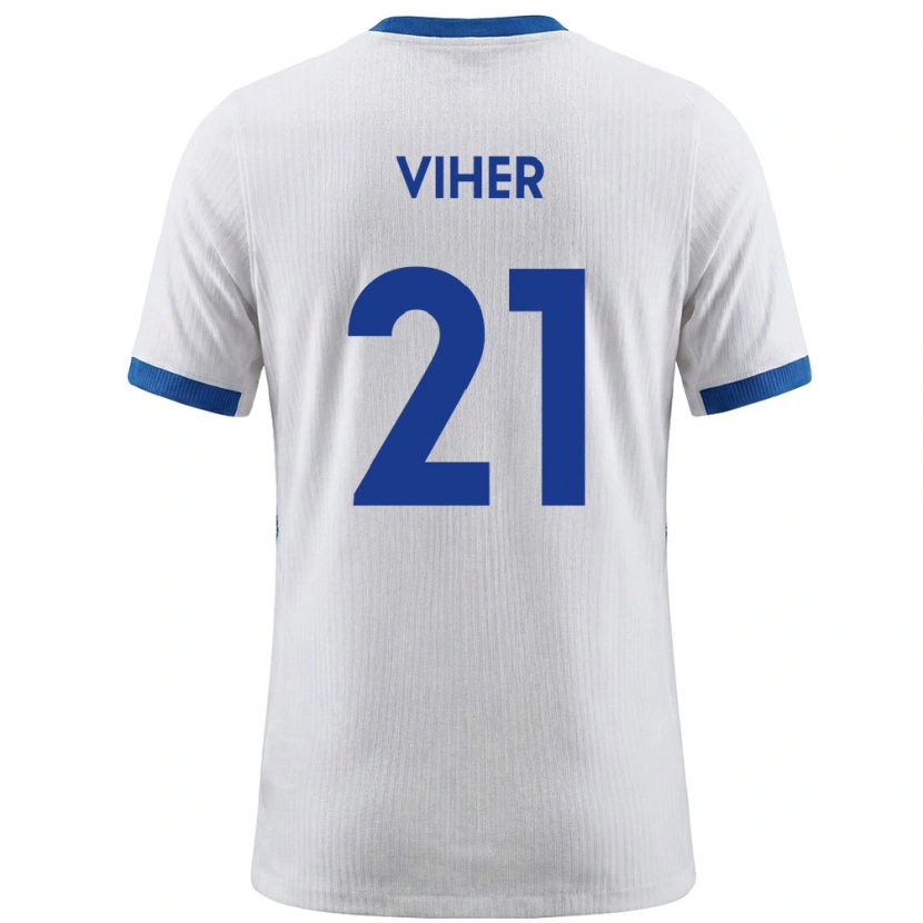 Danxen Barn Slovenien Nejc Viher #21 Vit Blå Hemmatröja Matchtröjor 26-28 Tröjor T-Tröja