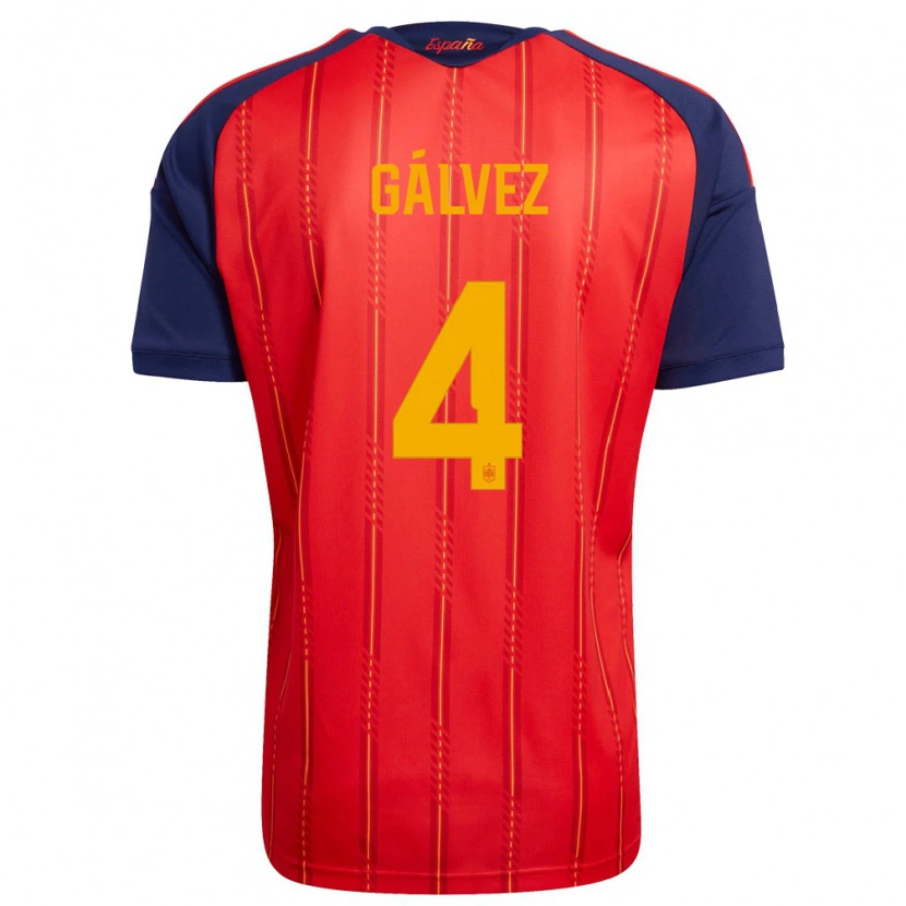 Danxen Barn Spanien Rocio Galvez #4 Röd Marin Gul Hemmatröja Matchtröjor 26-28 Tröjor T-Tröja