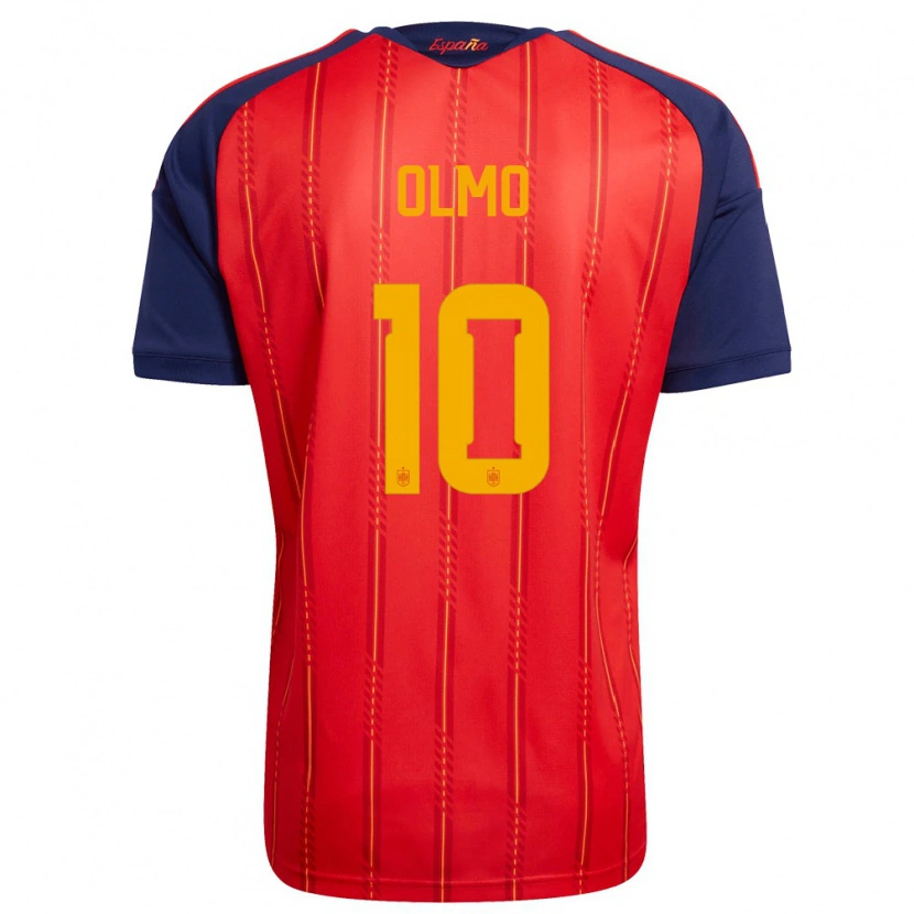 Danxen Barn Spanien Dani Olmo #10 Röd Marin Gul Hemmatröja Matchtröjor 26-28 Tröjor T-Tröja