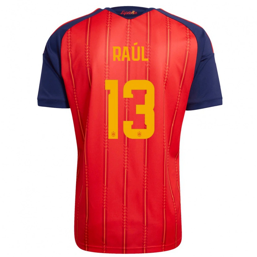 Danxen Barn Spanien Raúl Jiménez #13 Röd Marin Gul Hemmatröja Matchtröjor 26-28 Tröjor T-Tröja