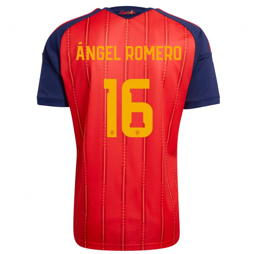 Danxen Barn Spanien Miguel Romero #16 Röd Marin Gul Hemmatröja Matchtröjor 26-28 Tröjor T-Tröja
