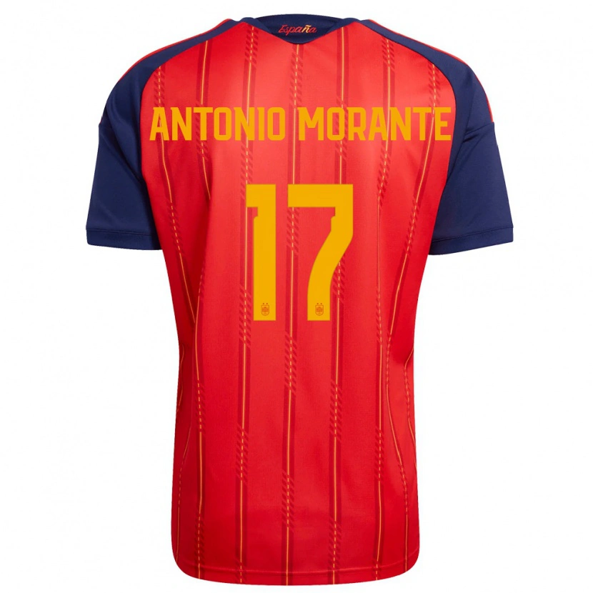 Danxen Barn Spanien José Antonio Morante #17 Röd Marin Gul Hemmatröja Matchtröjor 26-28 Tröjor T-Tröja