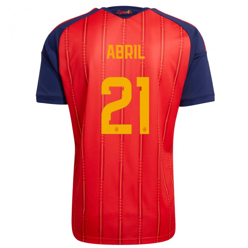 Danxen Barn Spanien Vicent Abril #21 Röd Marin Gul Hemmatröja Matchtröjor 26-28 Tröjor T-Tröja