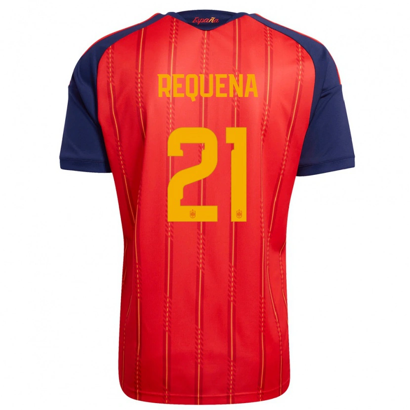 Danxen Barn Spanien Dani Requena #21 Röd Marin Gul Hemmatröja Matchtröjor 26-28 Tröjor T-Tröja