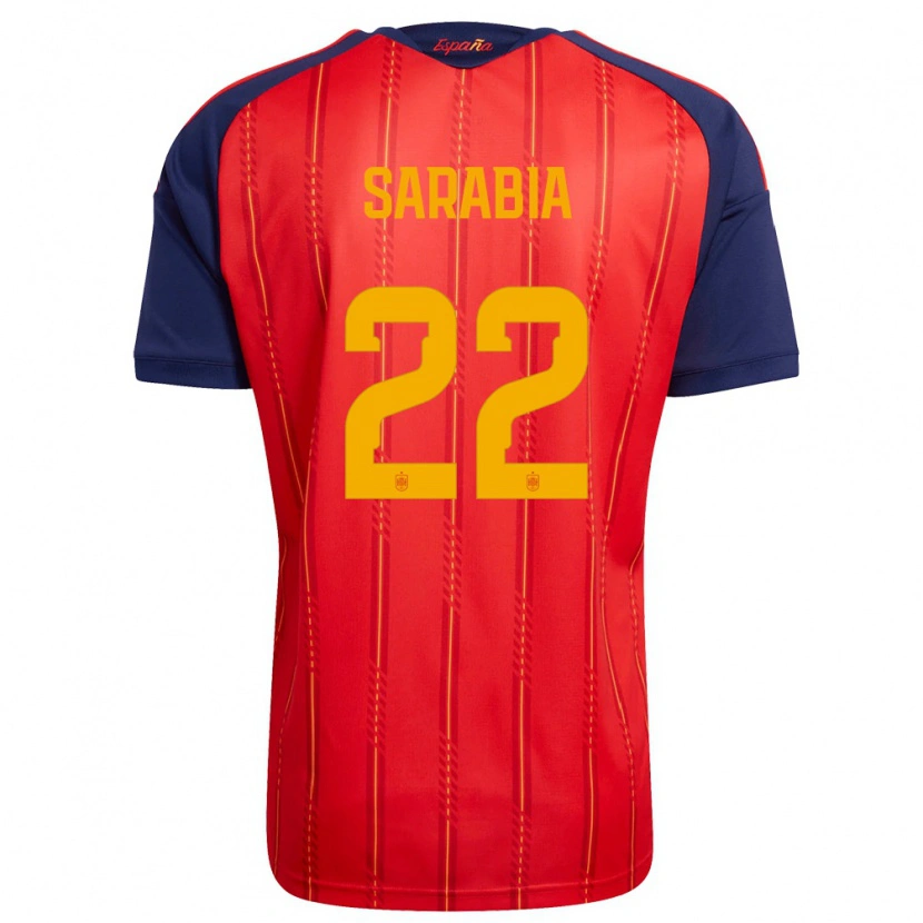 Danxen Barn Spanien Pablo Sarabia #22 Röd Marin Gul Hemmatröja Matchtröjor 26-28 Tröjor T-Tröja