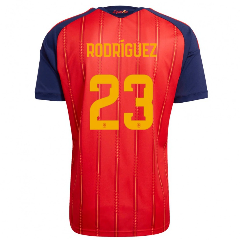 Danxen Barn Spanien Misa Rodriguez #23 Röd Marin Gul Hemmatröja Matchtröjor 26-28 Tröjor T-Tröja