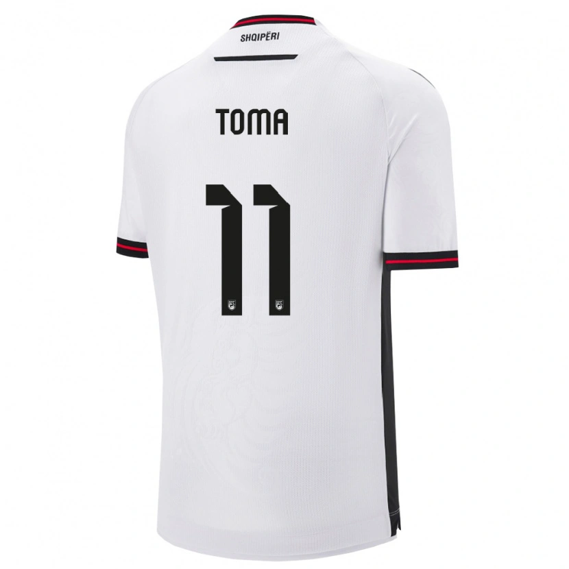 Danxen Barn Albanien Rrok Toma #11 Vit Svart Bortatröja Matchtröjor 26-28 Tröjor T-Tröja