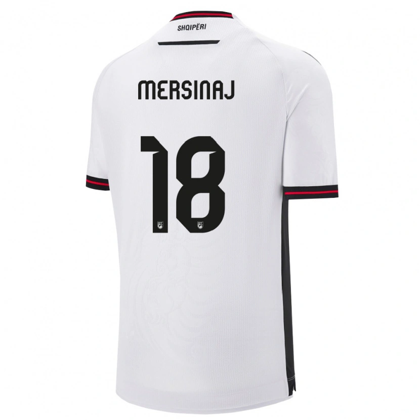 Danxen Barn Albanien Jon Mersinaj #18 Vit Svart Bortatröja Matchtröjor 26-28 Tröjor T-Tröja