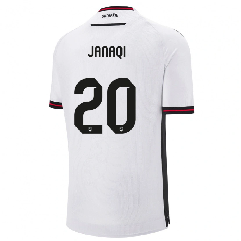 Danxen Barn Albanien Dejvid Janaqi #20 Vit Svart Bortatröja Matchtröjor 26-28 Tröjor T-Tröja