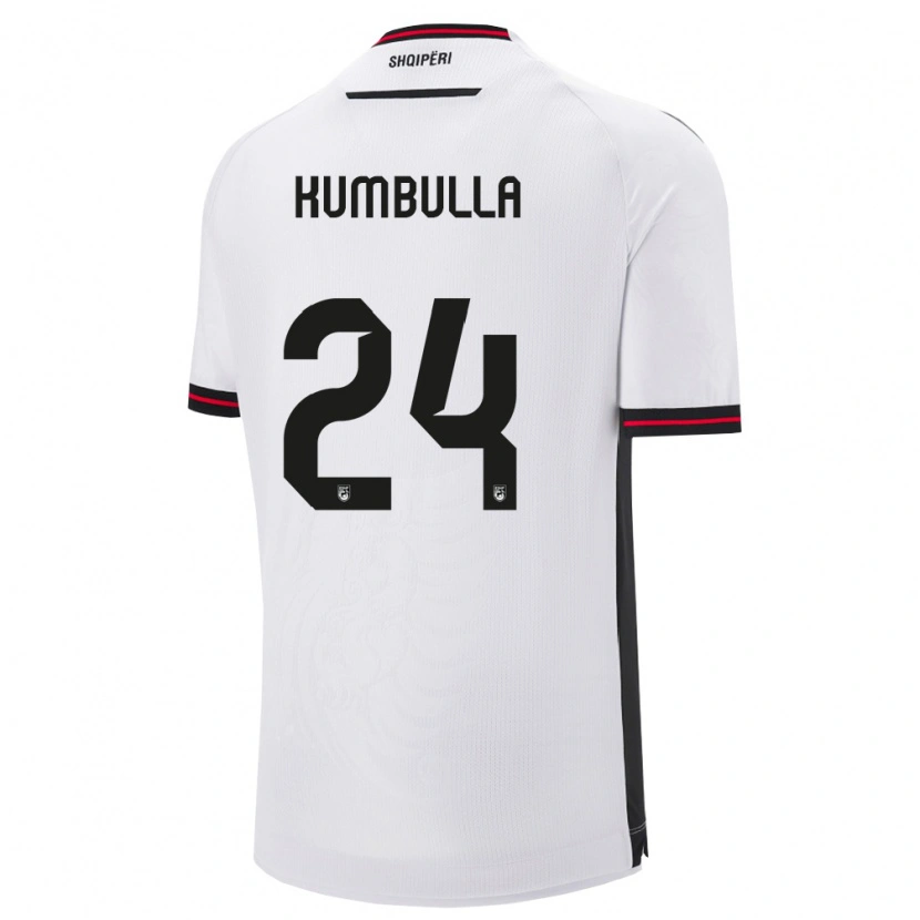 Danxen Barn Albanien Marash Kumbulla #24 Vit Svart Bortatröja Matchtröjor 26-28 Tröjor T-Tröja