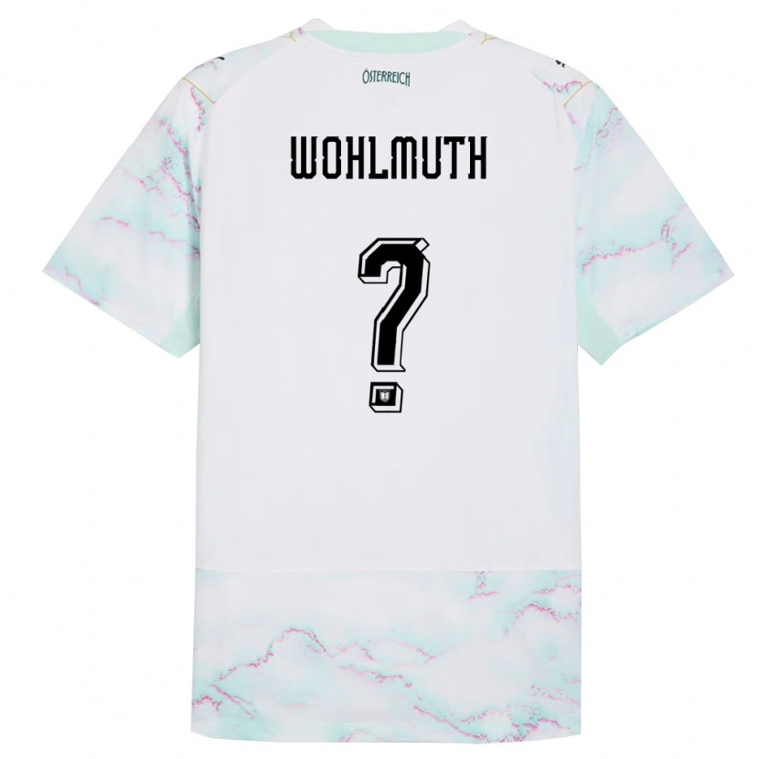 Danxen Barn Österrike Fabian Wohlmuth #0 Vit Grön Guld Bortatröja Matchtröjor 26-28 Tröjor T-Tröja