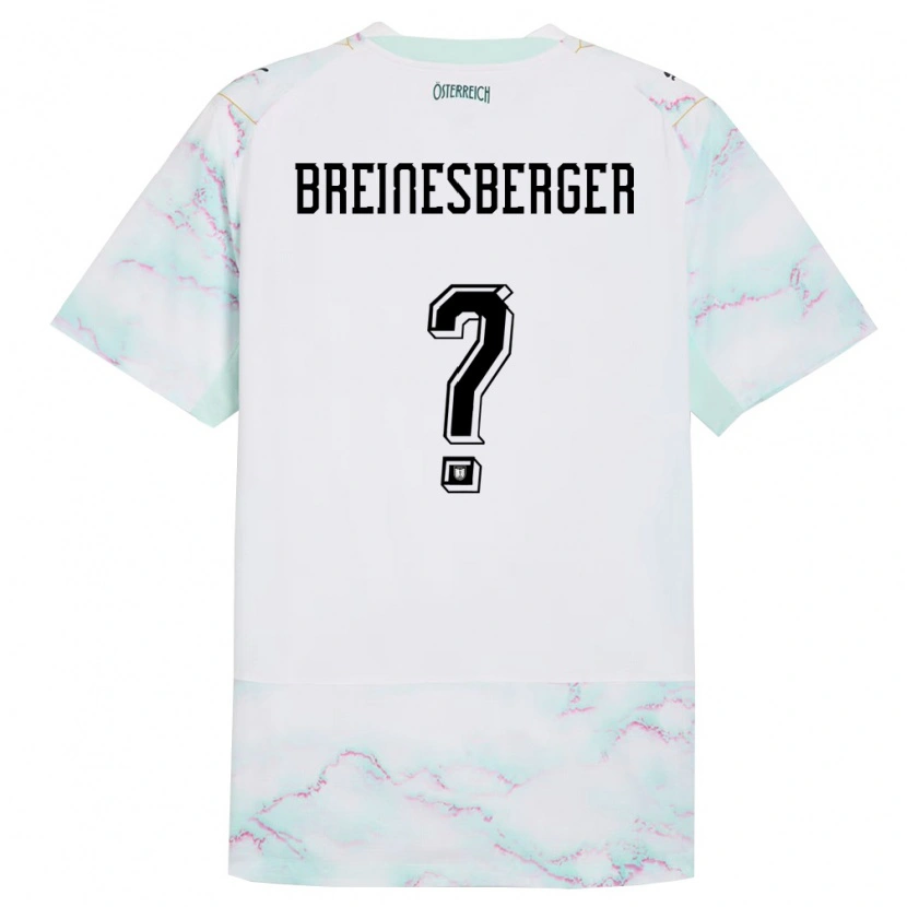 Danxen Barn Österrike Christoph Breinesberger #0 Vit Grön Guld Bortatröja Matchtröjor 26-28 Tröjor T-Tröja