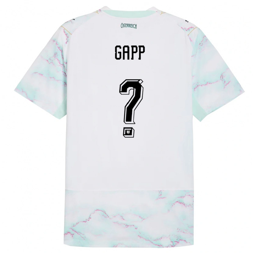 Danxen Barn Österrike Alexander Gapp #0 Vit Grön Guld Bortatröja Matchtröjor 26-28 Tröjor T-Tröja