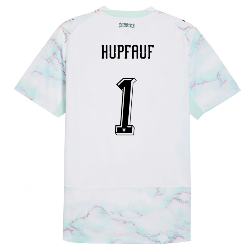 Danxen Barn Österrike Teo Hupfauf #1 Vit Grön Guld Bortatröja Matchtröjor 26-28 Tröjor T-Tröja