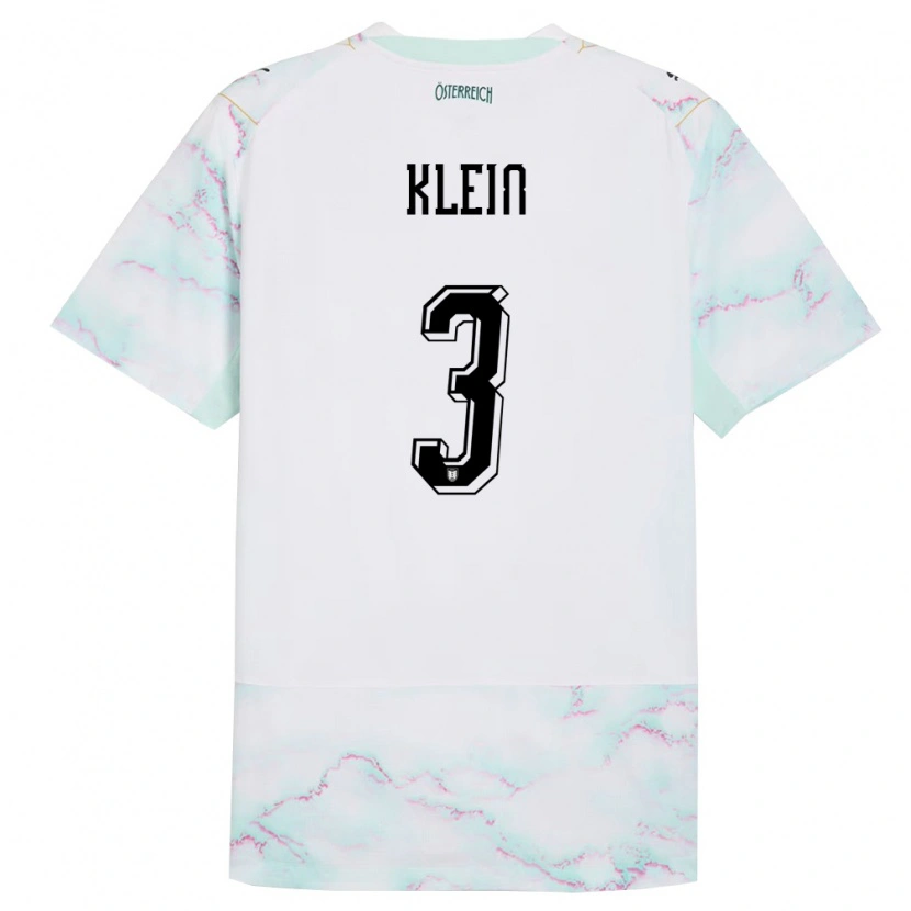 Danxen Barn Österrike Jennifer Klein #3 Vit Grön Guld Bortatröja Matchtröjor 26-28 Tröjor T-Tröja