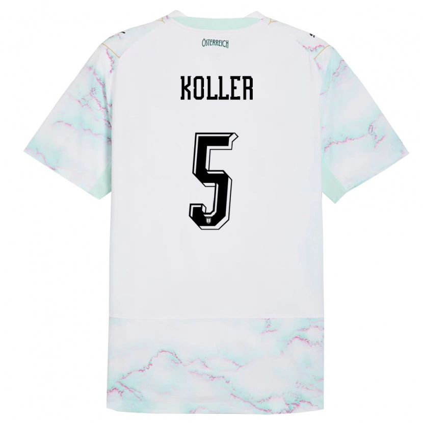 Danxen Barn Österrike Paul Koller #5 Vit Grön Guld Bortatröja Matchtröjor 26-28 Tröjor T-Tröja