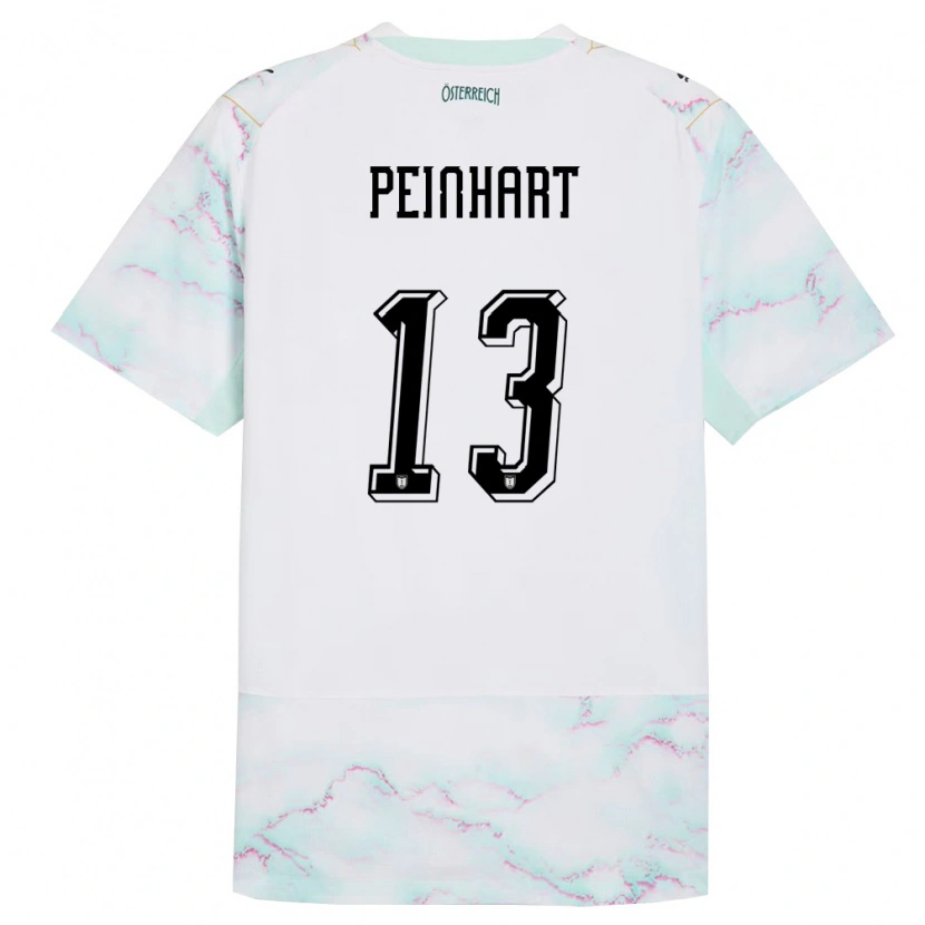Danxen Barn Österrike Jonas Peinhart #13 Vit Grön Guld Bortatröja Matchtröjor 26-28 Tröjor T-Tröja