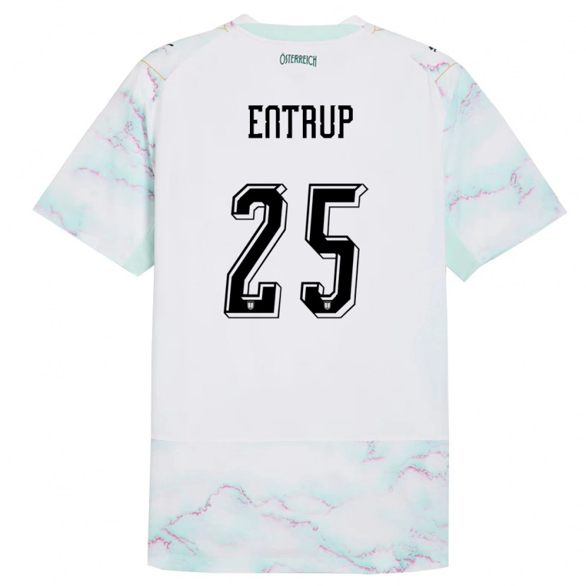 Danxen Barn Österrike Maximilian Entrup #25 Vit Grön Guld Bortatröja Matchtröjor 26-28 Tröjor T-Tröja