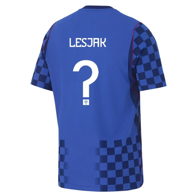 Danxen Barn Kroatien Sven Lesjak #0 Blå Marin Röd Bortatröja Matchtröjor 26-28 Tröjor T-Tröja