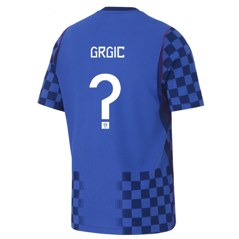 Danxen Barn Kroatien Ante Grgic #0 Blå Marin Röd Bortatröja Matchtröjor 26-28 Tröjor T-Tröja