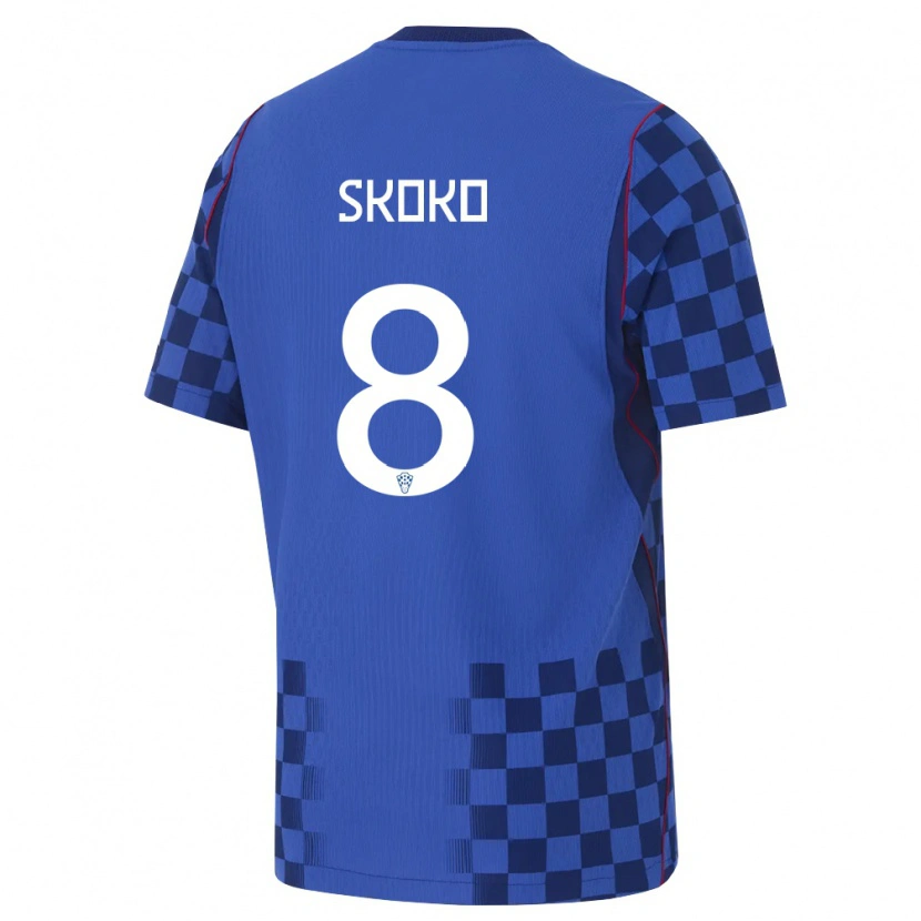 Danxen Barn Kroatien Noa Skoko #8 Blå Marin Röd Bortatröja Matchtröjor 26-28 Tröjor T-Tröja