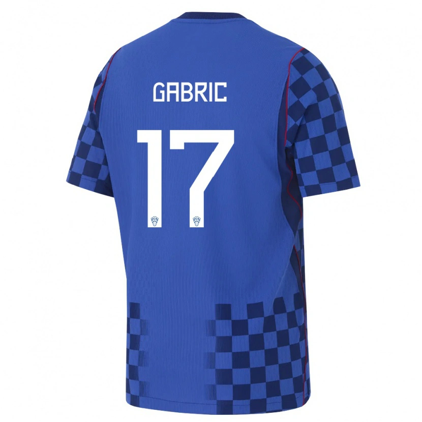 Danxen Barn Kroatien Roko Gabric #17 Blå Marin Röd Bortatröja Matchtröjor 26-28 Tröjor T-Tröja