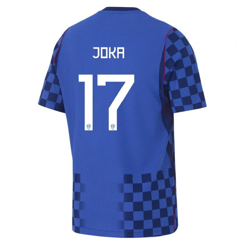 Danxen Barn Kroatien Rio Joka #17 Blå Marin Röd Bortatröja Matchtröjor 26-28 Tröjor T-Tröja