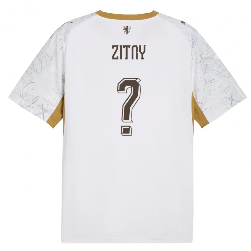 Danxen Barn Tjeckien Matej Zitny #0 Off-White Guld Grå Bortatröja Matchtröjor 26-28 Tröjor T-Tröja