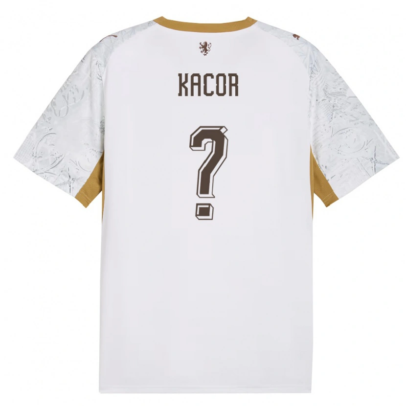 Danxen Barn Tjeckien Pavel Kacor #0 Off-White Guld Grå Bortatröja Matchtröjor 26-28 Tröjor T-Tröja