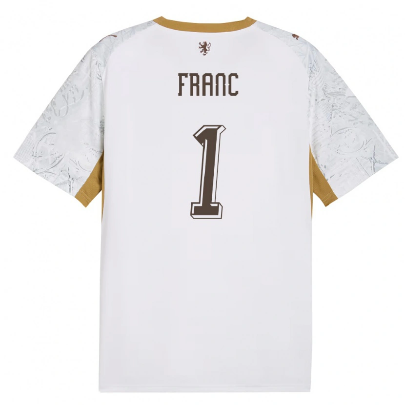 Danxen Barn Tjeckien Lukas Franc #1 Off-White Guld Grå Bortatröja Matchtröjor 26-28 Tröjor T-Tröja