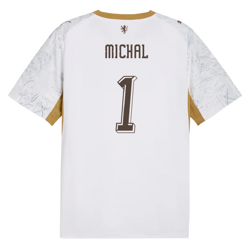 Danxen Barn Tjeckien Denis Michal #1 Off-White Guld Grå Bortatröja Matchtröjor 26-28 Tröjor T-Tröja