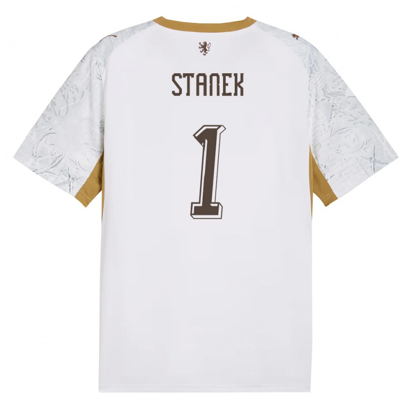Danxen Barn Tjeckien Jindrich Stanek #1 Off-White Guld Grå Bortatröja Matchtröjor 26-28 Tröjor T-Tröja