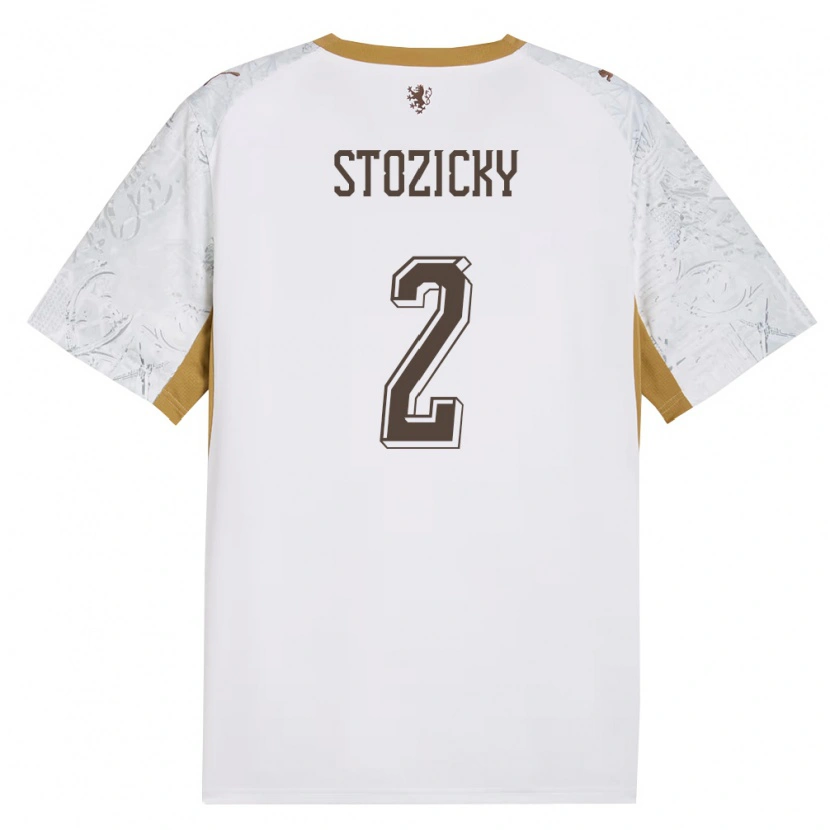 Danxen Barn Tjeckien David Stozicky #2 Off-White Guld Grå Bortatröja Matchtröjor 26-28 Tröjor T-Tröja