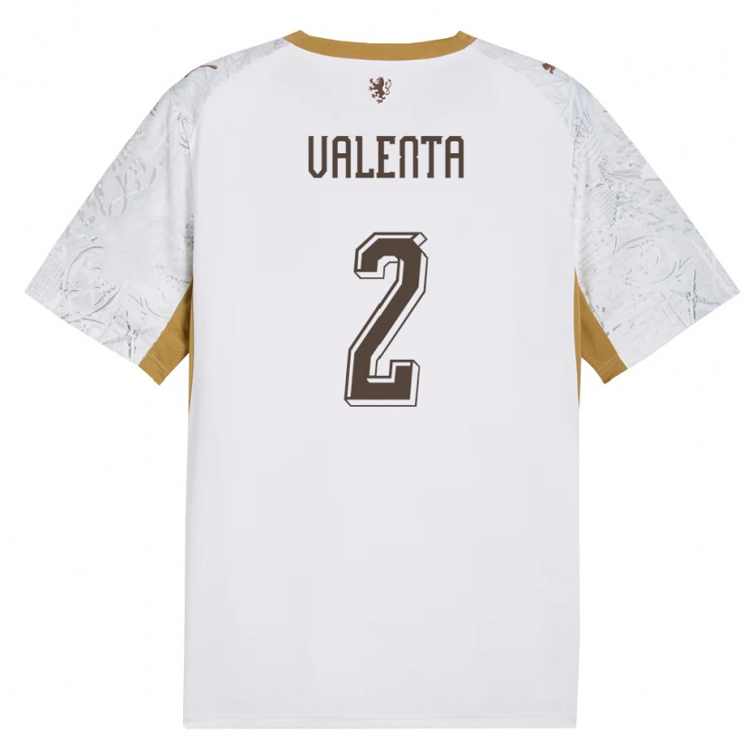 Danxen Barn Tjeckien Filip Valenta #2 Off-White Guld Grå Bortatröja Matchtröjor 26-28 Tröjor T-Tröja