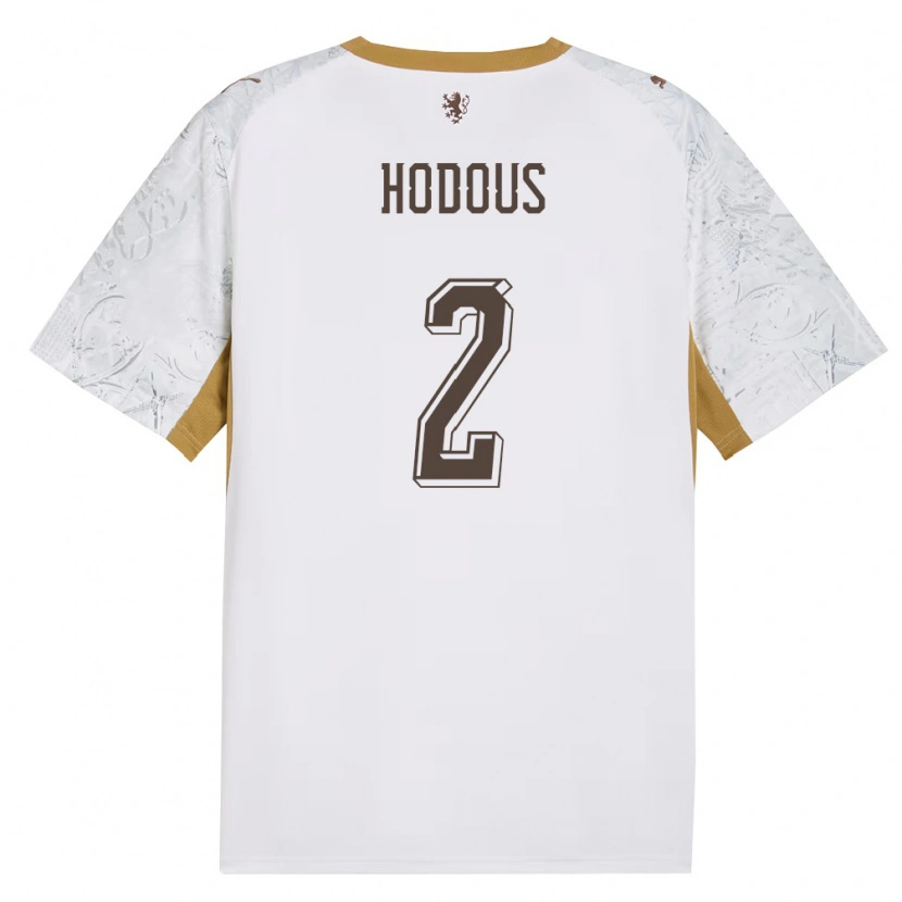 Danxen Barn Tjeckien Petr Hodous #2 Off-White Guld Grå Bortatröja Matchtröjor 26-28 Tröjor T-Tröja