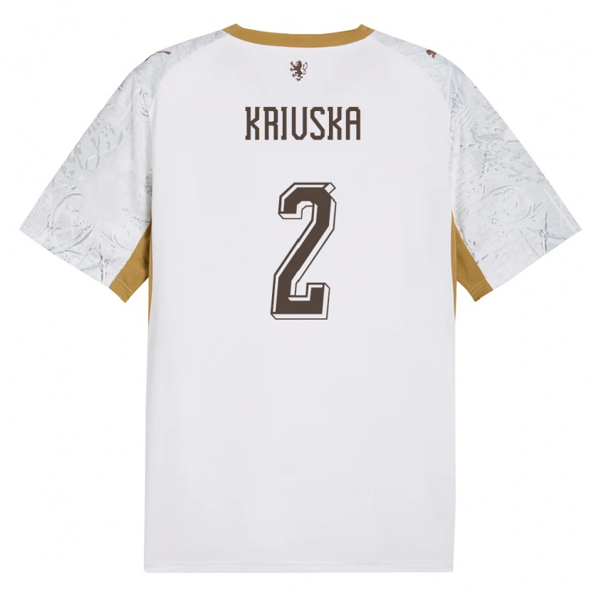 Danxen Barn Tjeckien Karolína Křivská #2 Off-White Guld Grå Bortatröja Matchtröjor 26-28 Tröjor T-Tröja