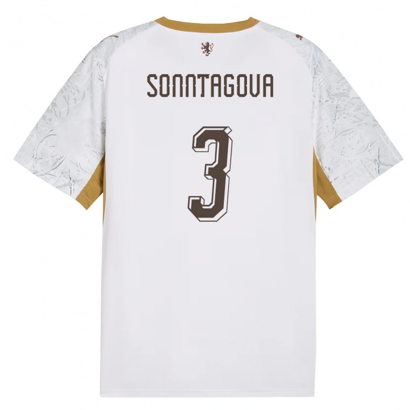 Danxen Barn Tjeckien Eliška Sonntagová #3 Off-White Guld Grå Bortatröja Matchtröjor 26-28 Tröjor T-Tröja