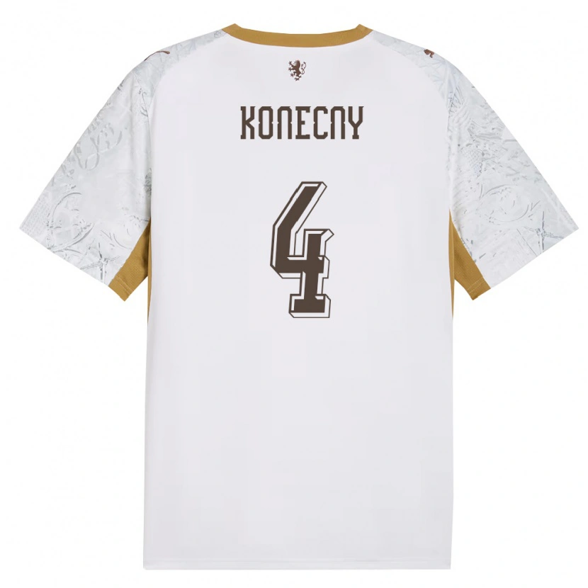 Danxen Barn Tjeckien Mikulas Konecny #4 Off-White Guld Grå Bortatröja Matchtröjor 26-28 Tröjor T-Tröja