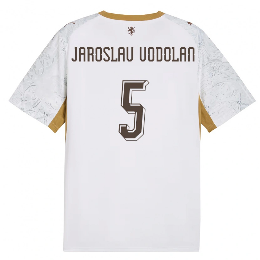 Danxen Barn Tjeckien Stepan Jaroslav Vodolan #5 Off-White Guld Grå Bortatröja Matchtröjor 26-28 Tröjor T-Tröja